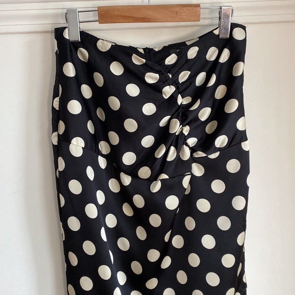 NWT Polka Dot-Print Ruched Midi Skirt - Picture 3 of 11